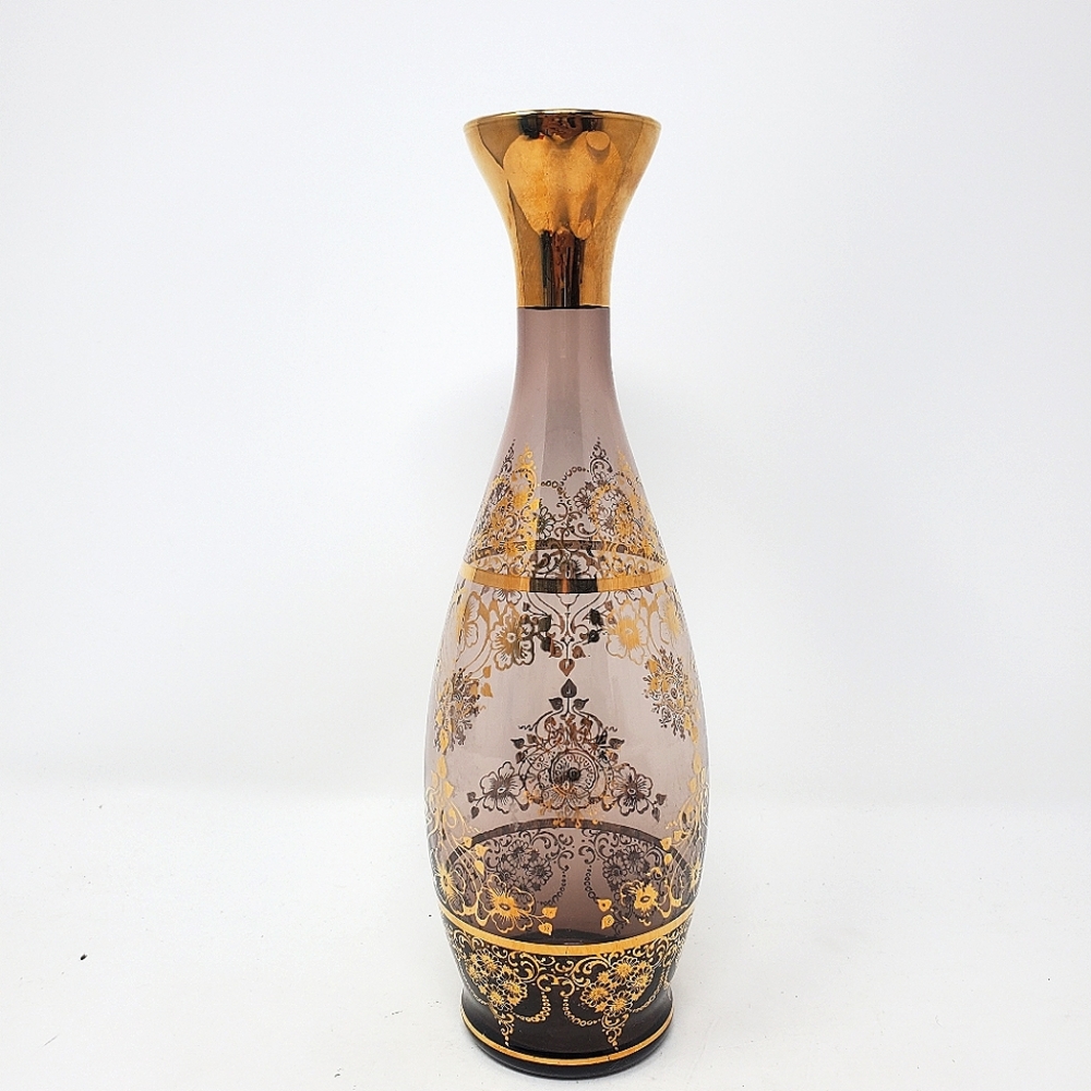 VTG Murano Laguna Gilded Purple Amethyst Decanter, no lid